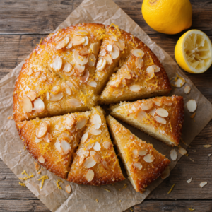 Dilimlenmiş limonlu bademli kek