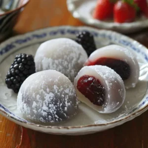 Anko dolgulu yuvarlak Daifuku mochi tatlıları