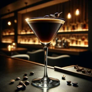 Marka ve ambalaj içermeyen köpüklü Espresso Martini kokteyli