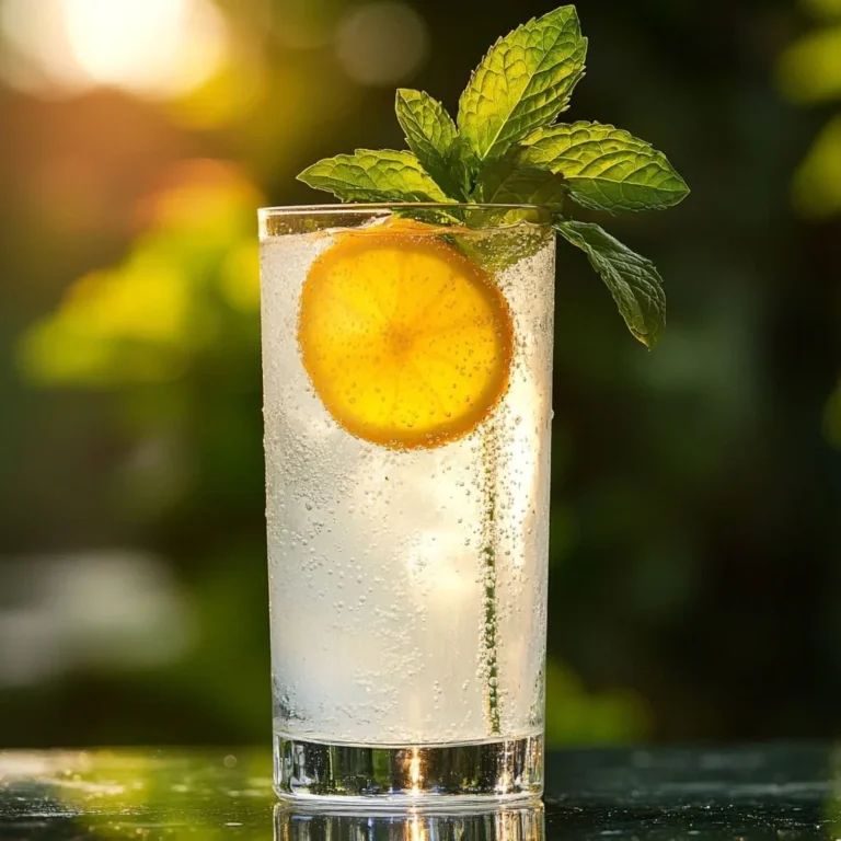 Marka ve ambalaj içermeyen narenciye dilimli Gin Fizz kokteyli