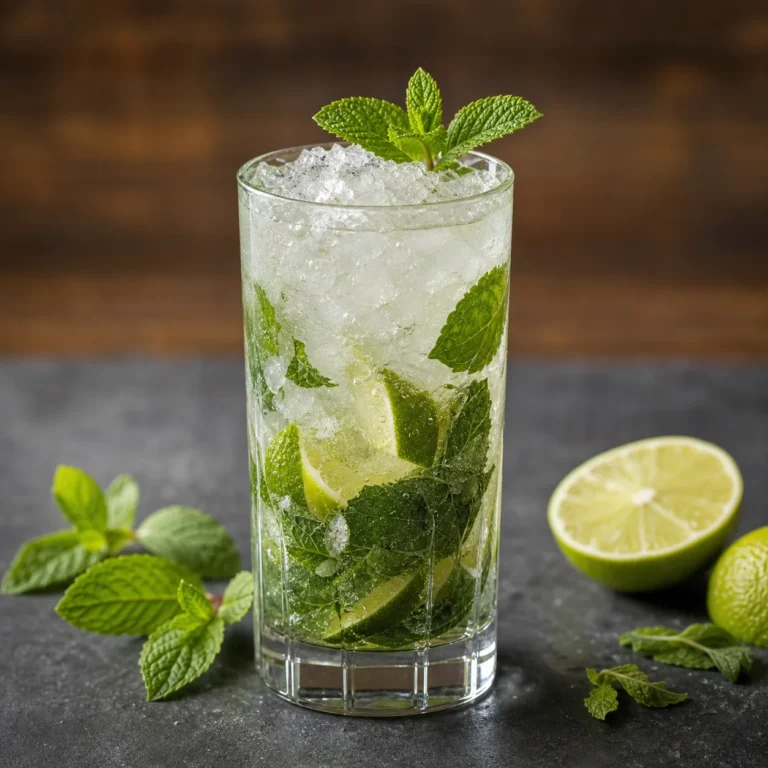 Marka ve ambalaj içermeyen nane ve misket limonlu Mojito kokteyli