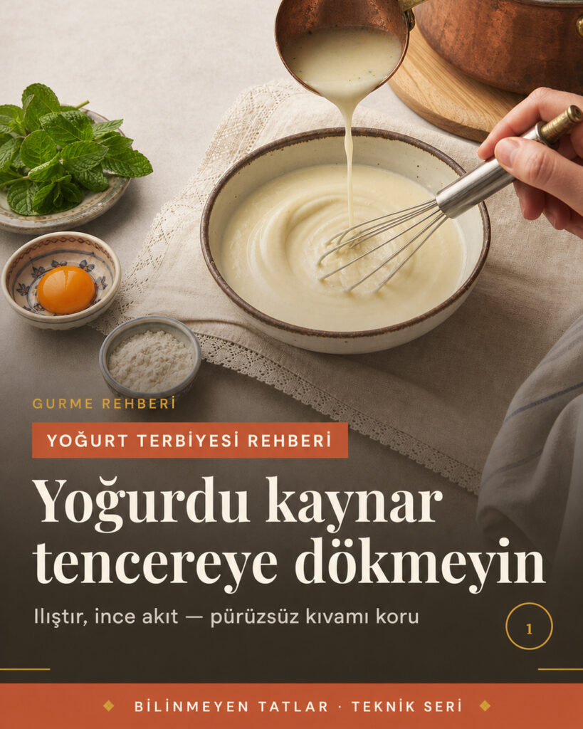 Yoğurdu kaynar tencereye dökmeyin başlıklı Gurme Rehberi sosyal paylaşım görseli