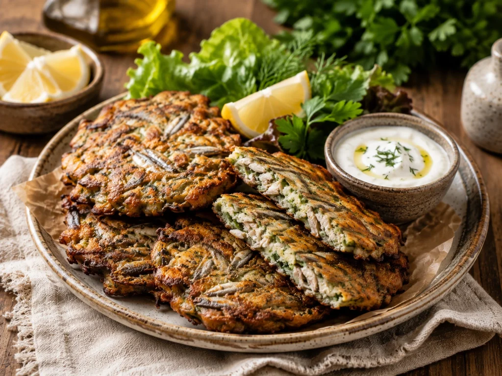 Hamsi ve kabakla hazırlanmış, altın sarısı kızartılmış mücver