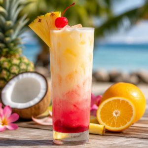 Virgin Barbados kokteyli - alkolsüz tropikal ananas ve hindistan cevizi kokteyli