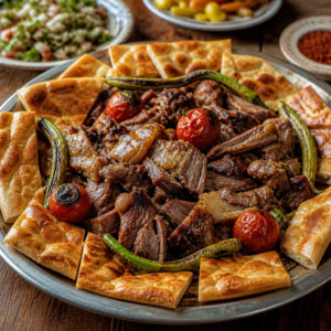 Konya fırın kebabı pide ile servis