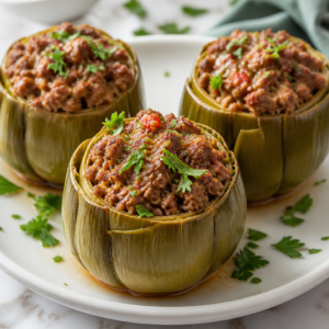 Alcachofas Rellenas de Carne İspanyol enginar yemeği tarifi