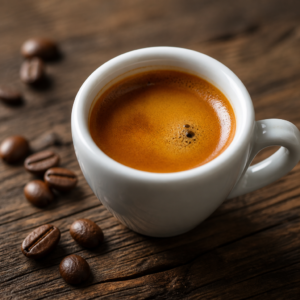Kremalı espresso fincanı, yakın çekim