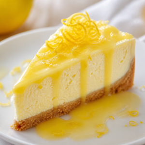 Limon soslu cheesecake dilimi, tabakta servis