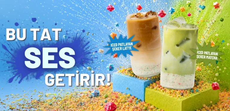 Coffy’nin Iced Patlayan Şeker Latte ve Matcha içecekleri