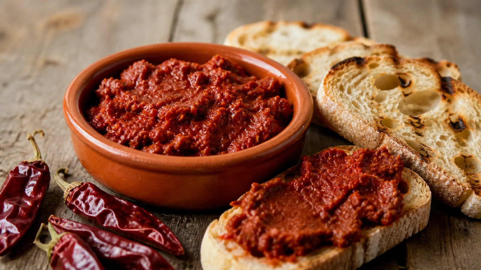 Kızarmış ekmekle servis edilen sürülebilir acılı Kalabriya ’nduja