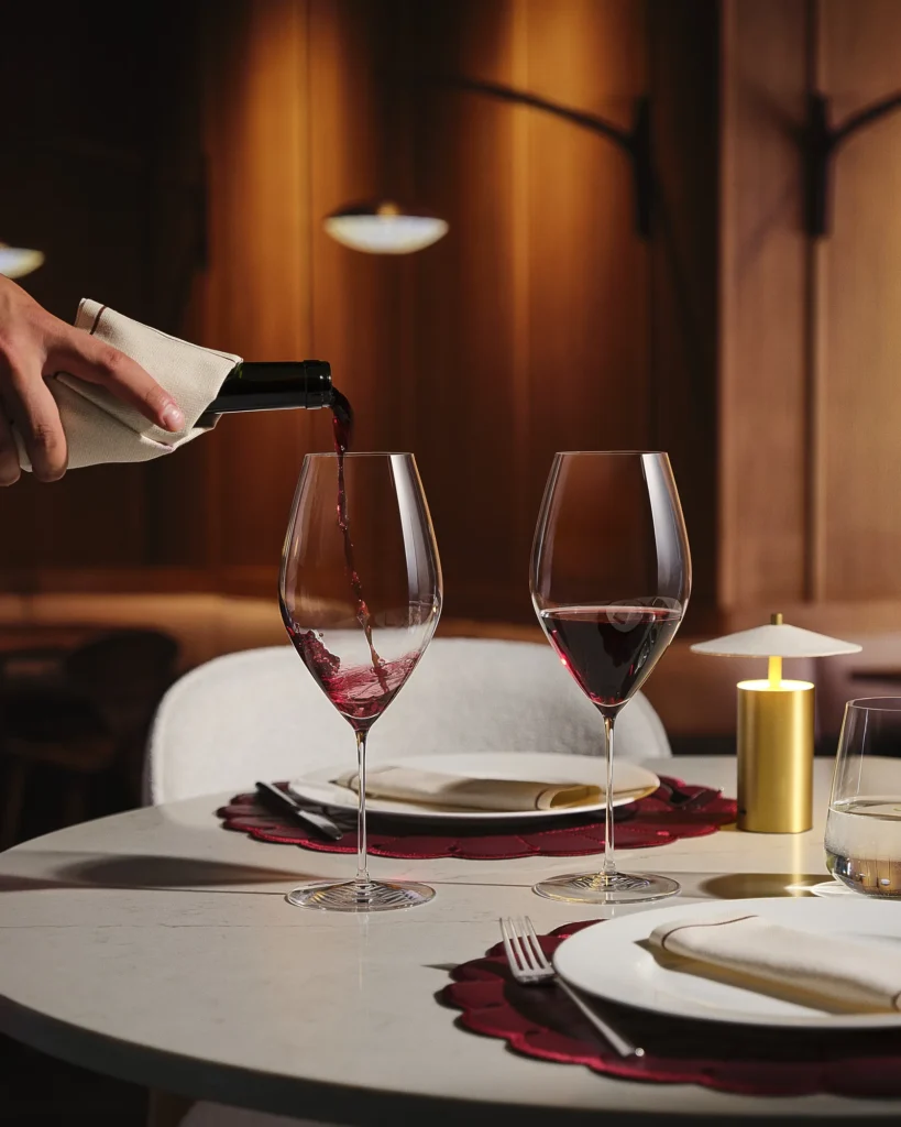 NUDE kadehlerle hazırlanmış restoran masası