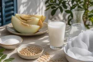 Kavun çekirdeği, su ve şekerle hazırlanan geleneksel İzmir sübyesi