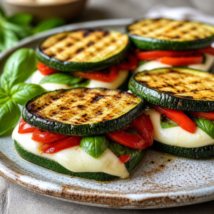 Kabak dilimlerinden yapılmış mozzarella peynirli sandviçler